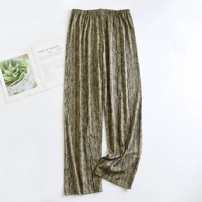 Men's Stylish Summer Pajama Pants, Thin, Loose, Breathable,  Air-Conditioned Pants with Elastic Waist