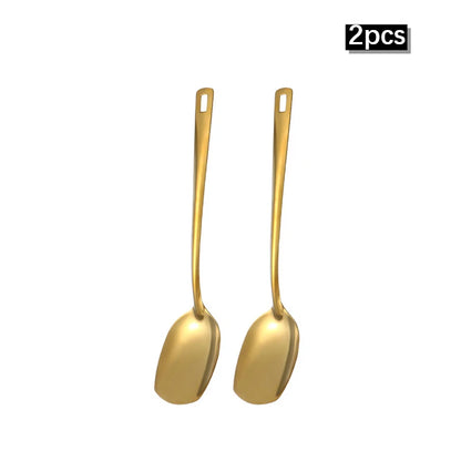 2/6pcs Stainless steel kitchenware set,  creative  golden soup spoon, colander,  hot pot spoon, cooking  and frying assists.