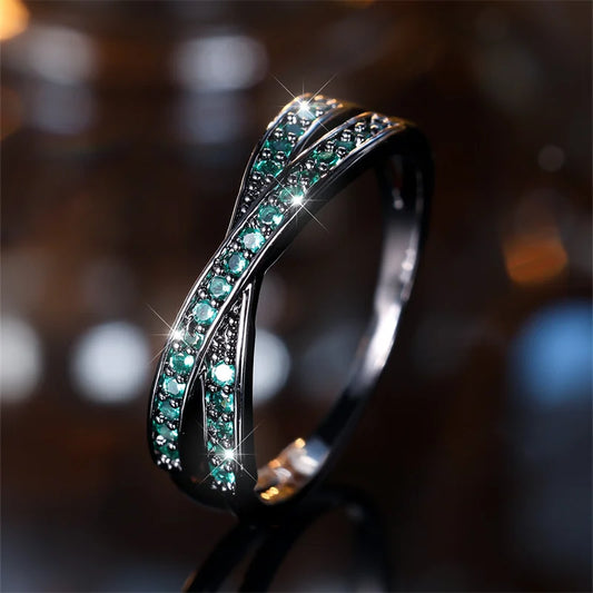 Minimalist Stacking Crossed Wedding Bands.  Black,  Gold,  Silver, Colors  Blue,  Red, Green stone .  White Zircon Thin Rings For Women Jewelry GREAT MOTHERS DAY GIFT!!! ONE of each color, maybe........
