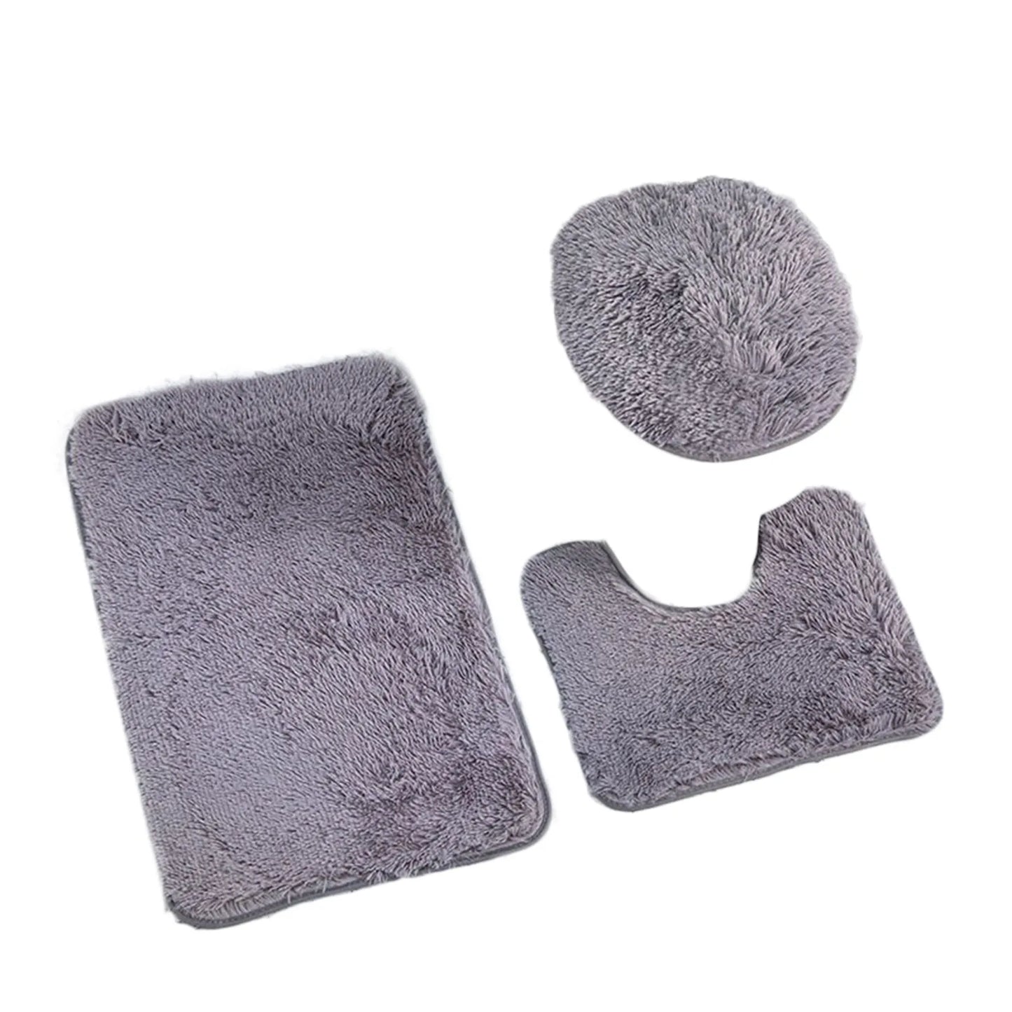 3pc Bathroom Set Rug,  Mat , Toilet Lid Cover   .Plain Solid Color Bathmats 
Kit Non-Slip Fluffy Home Carpets