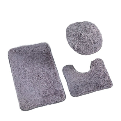 3pc Bathroom Set Rug,  Mat , Toilet Lid Cover   .Plain Solid Color Bathmats 
Kit Non-Slip Fluffy Home Carpets