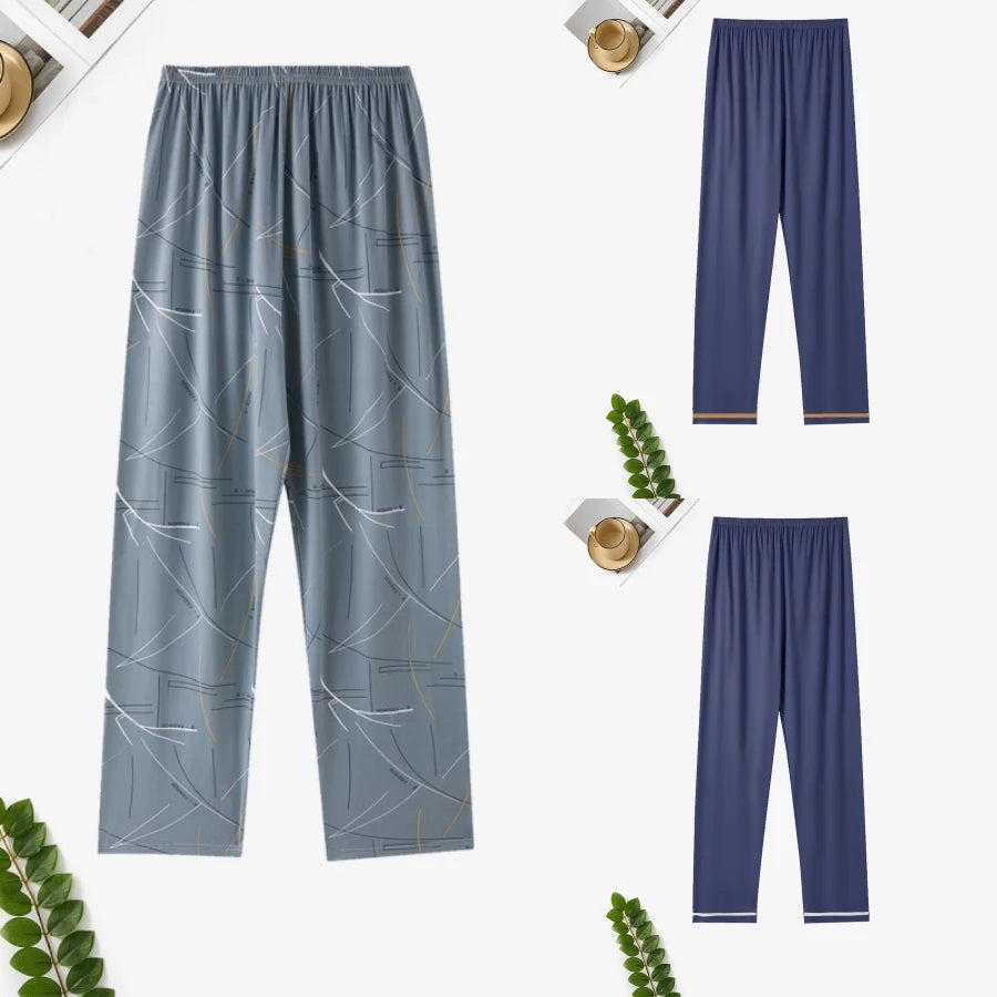 Long Pajama Pants  and Men's Spring, Summer and Autumn Loose wearable plaid prints, some solids.