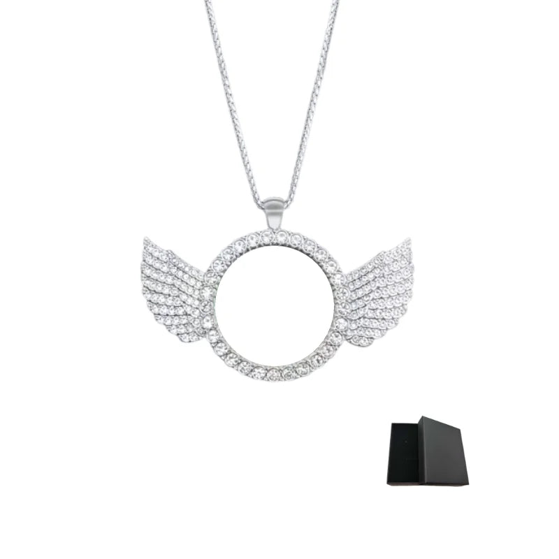 Personalised custom image wing necklace, commemorative gift, suitable for boyfriend's gift, girlfriend's gift, Father's Day gift
