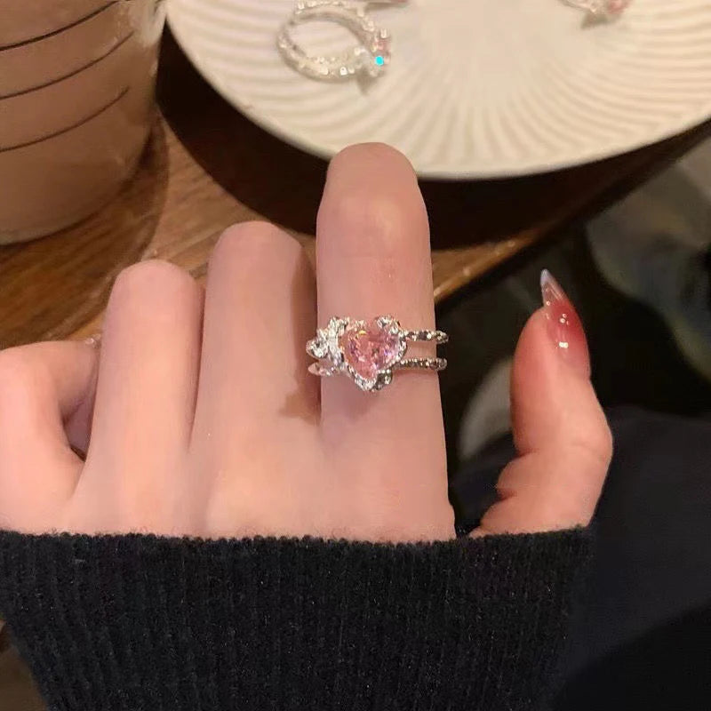Newly  Arrived Romantic,  Lovely Pink Bowknot Design  for Females.  Exquisite Jewelry Ring with Micro Bow Tie,  'Zircon' for Party and Dating