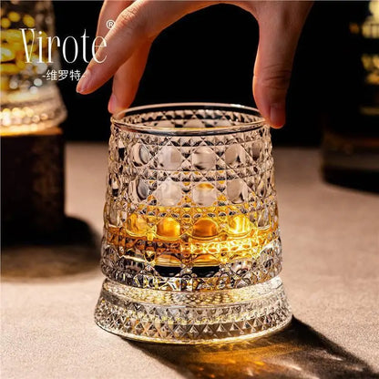 1PCS Tumbler Rotating Wine Glass Rotating Whiskey Glass Tumbler Non Spill Swivel Cup with Base Creative Stress Relief Wine Glass