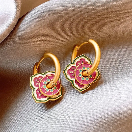 Modern Boho Jewelry Elegant Color Flower Drop Earrings For Women.  MOTHERS DAY Gift  and everday wearable