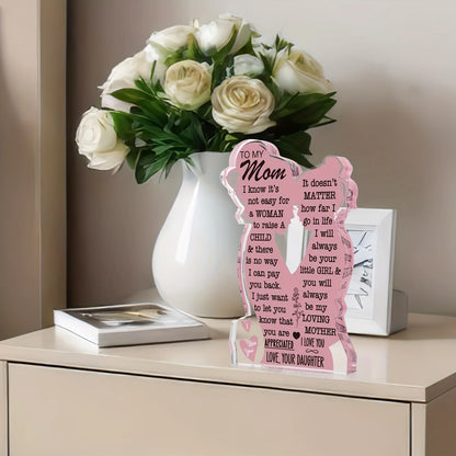 1/2pcs Acrylic Plaque Sign for  Mother's Day Gift From Daughter Heartfelt Mom Gift,  From Son Pink Acrylic Desk Decor. MomsBirthday Gift.  HAPPY MOTHERS DAY!!