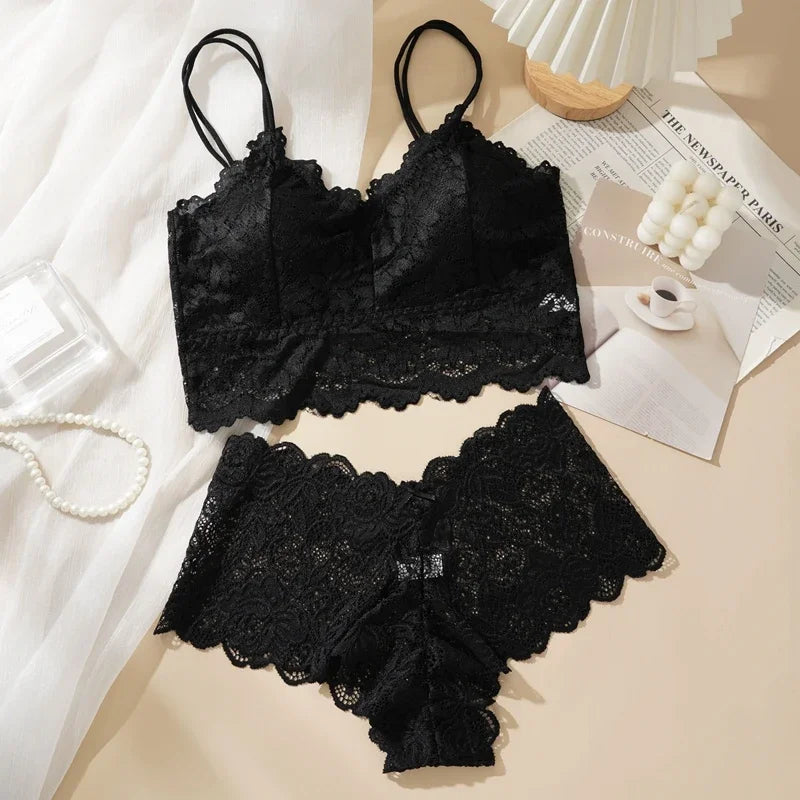 Women's Sexy Lace Bra Set.   Beautiful Back With Lace Flowers and  Breathable Panties.  Not all sizes are available in all 3 colors.  Check your sizing charts to help you with all choices that are still in stock.