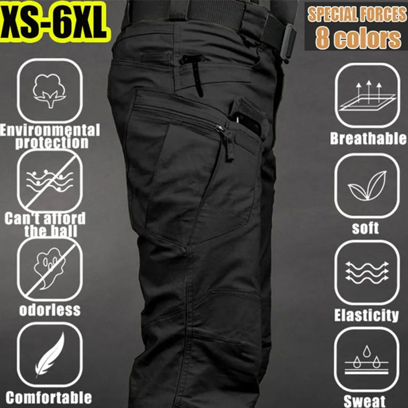 Men's Tactical Cargo Pants, up to 6XL Plus Size.  Outdoor Casual Sports Pant for Hiking,  Fishing  and Waterproof, Multi-pocket Men Trousers