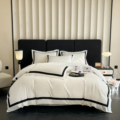 4Pcs Brushed Microfiber King / Queen / Double/ Twin.  Soft Premium Hotel Patchwork Duvet cover Flat/Fitted sheet  and 2 Pillowcases