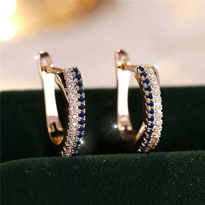 Luxury Female Red Zircon Stone Clip Earrings Charm Gold Color Weddings, MOTHERS DAY, and everday wear Jewelry For Women