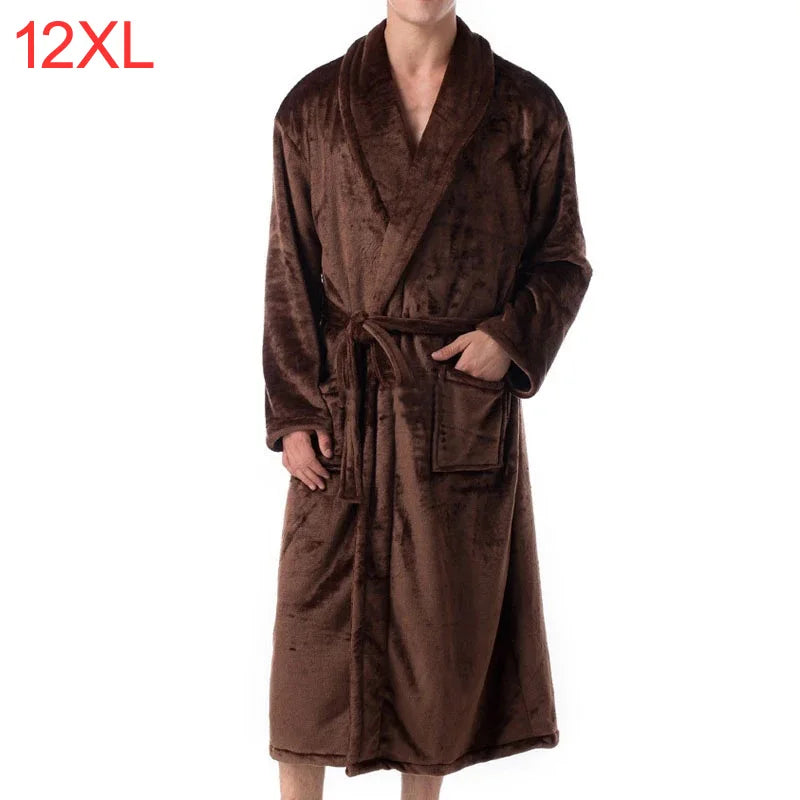 Autumn Winter Men Bathrobe 12XL 8XL 10XL 4XL Bust 150cm Warm Plus Size Sleepwear Pajama