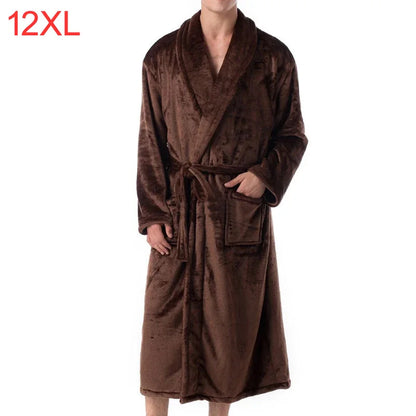 Autumn Winter Men Bathrobe 12XL 8XL 10XL 4XL Bust 150cm Warm Plus Size Sleepwear Pajama