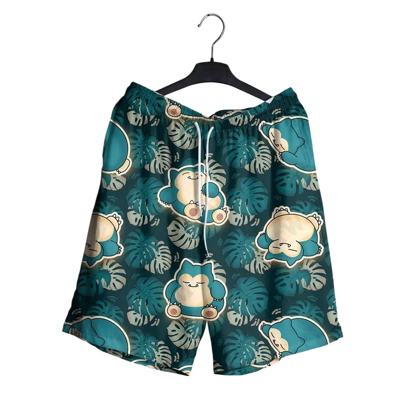 Summer Hot Selling Snorlax Men's Hawaiian Shirt Shorts Set Women Home Casual Loose Fitting Anime Pajamas T-shirt Shorts Set GiftThe 2-pcs are sold separately.  only 5XL shorts are gone.  Everything else is good to go
