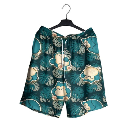 Summer Hot Selling Snorlax Men's Hawaiian Shirt Shorts Set Women Home Casual Loose Fitting Anime Pajamas T-shirt Shorts Set GiftThe 2-pcs are sold separately.  only 5XL shorts are gone.  Everything else is good to go