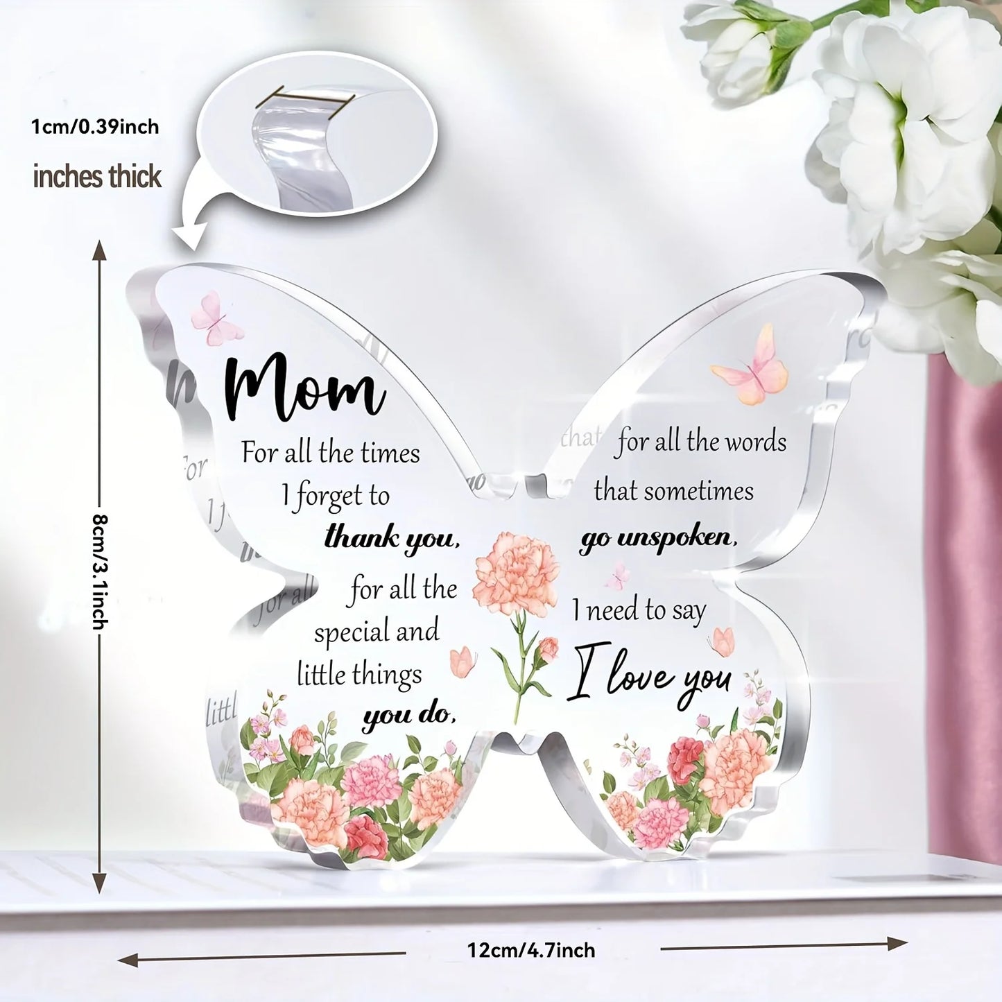 Gifts for Mom, Delicate Mom Birthday Gifts from Daughter,  Son,  Moms Birthday  Mother Day Gifts - Butterfly Acrylic Decorations