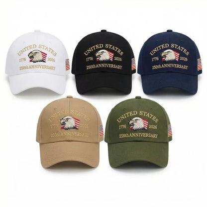 250th Anniversary Twill Baseball Cap Unisex Sun hat,  Visor cap, Unable to verify the type of finish on the cap.  Fabric of cap is cotton.