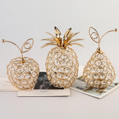 1pc Gold Crystal Pineapple Ornament Artificial Fruit Figurine Tabletop Centerpiece For Home Decor.  Low stock on the Pear.