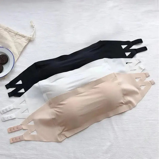Seamless One-piece Tube Tops Women Removable Pads.   Intimate Basics WHITE/KHAKI/BLACK  in color order of   LEAST  available to MOST Available.    Womens Strapless Bra Bandeau Lingerie.  DONT wait if you need that Bandeau -St