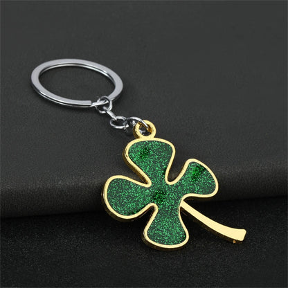 1pc Creative Lucky Four-Leaf Clover Keychains.  Couple Bag Charms,  Accessories, Metal Foliage Shape Car Key Ring Party Gift