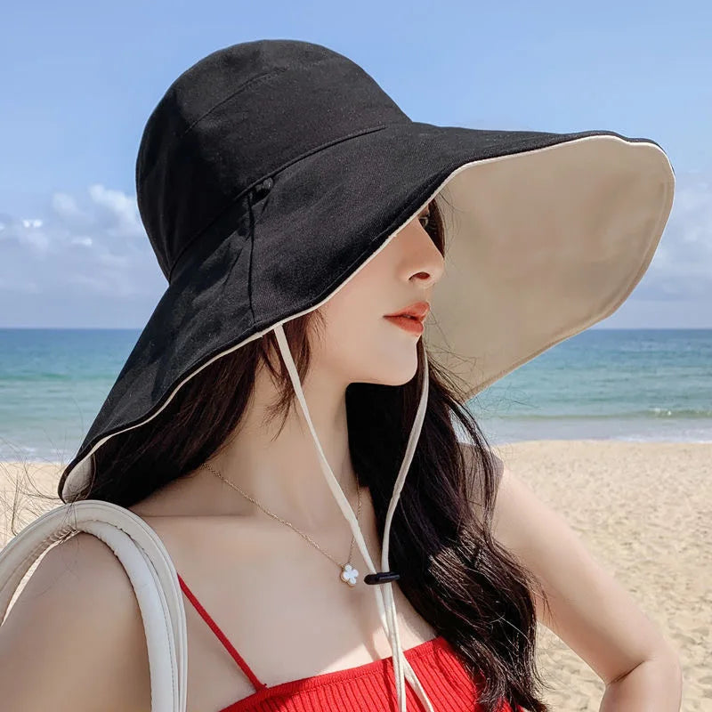 Wide Brim UPF 50+ Sun Hat  for Women.  Anti-UV Protection for any outdoor activity. Folding Summer Beach Hat.  Double Sided.   There a few left in BLACK or KAHKI.