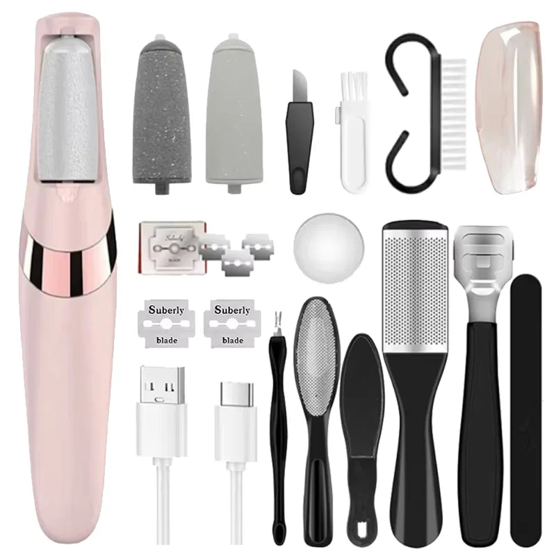Rechargeable Electric Foot File /1+10 Set including Callus Remover,  Machine Pedicure Device,  Foot Care Tools For Heels, Remove Dead Skin .black