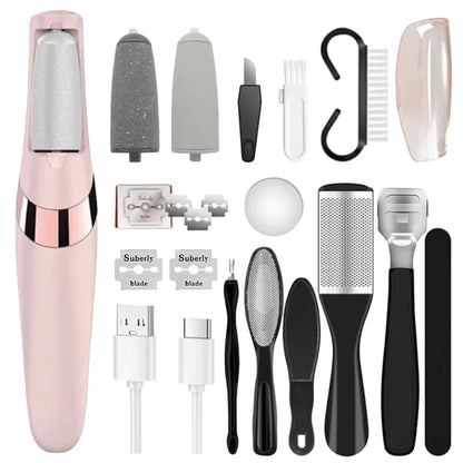 Rechargeable Electric Foot File /1+10 Set including Callus Remover,  Machine Pedicure Device,  Foot Care Tools For Heels, Remove Dead Skin .black