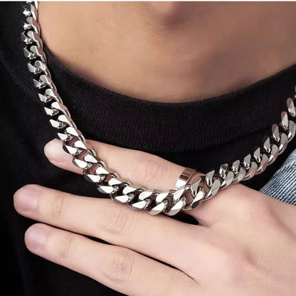 3/5/7mm Stainless Steel Cuban Link Chain Classic Personality Jewelry Simple Fashion Couple Necklace for Men/ Women