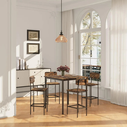 Kitchen Table and  4 Chairs, 5 Piece Dining Table Set, Sturdy,  Industrial Space -Saving, Dinette Set for Pub, Family, Customized