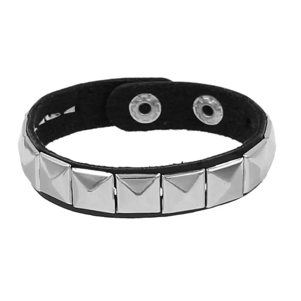 Unique Rivet PU Leather Studded Bracelet, Bangle, Rivet Bracelet,  Cuff Wrap,  Men /Women Metal Wristband . BLACK is low stock.  White is very available.