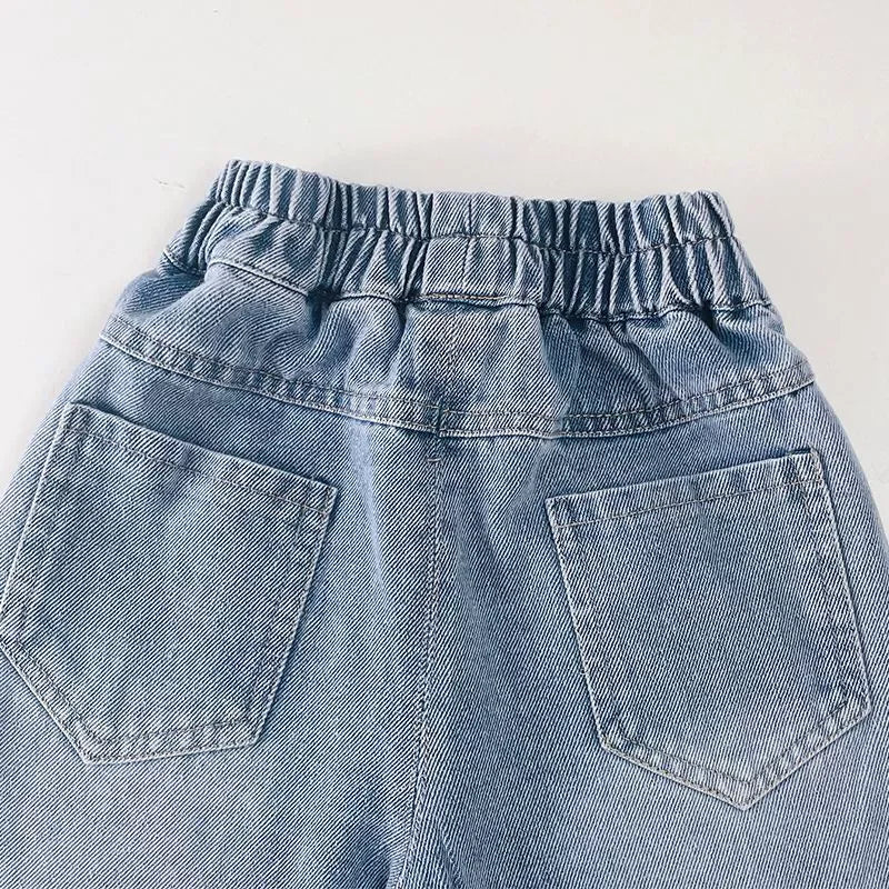 Girls Print Denim Pants.   New BlingBling Diamond Bow Jeans. Childrens  Clothes, Kids Straight Legged Pants,  Loose Trousers