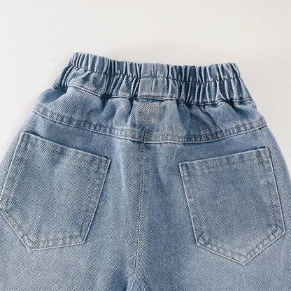 Girls Print Denim Pants.   New BlingBling Diamond Bow Jeans. Childrens  Clothes, Kids Straight Legged Pants,  Loose Trousers