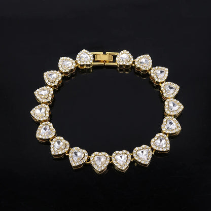 Luxurious Heart Type Rhinestone Hop Tennis Chain Bracelet And Necklace For MOTHERS DAY  and other Occasions