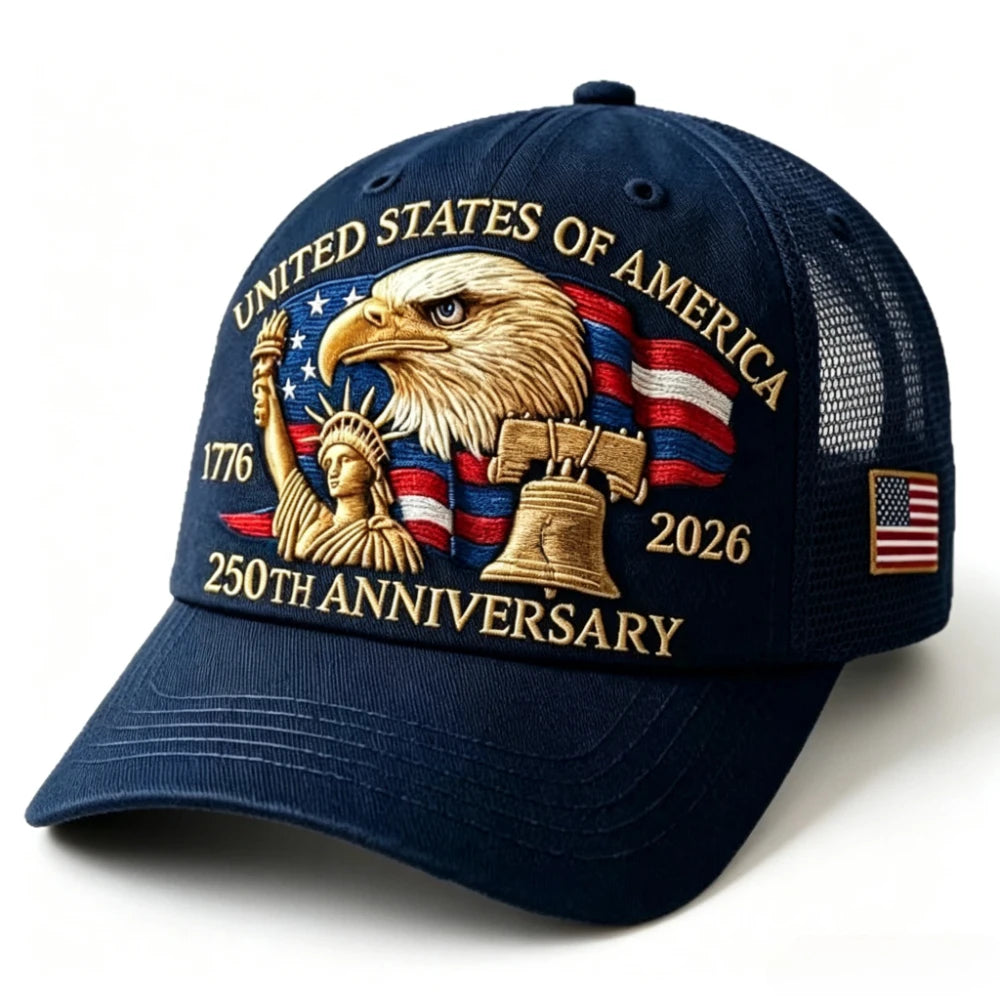 Americas  250th Anniversary Eagle Print Baseball Cap,  Unisex and  Adjustable Mesh Cap.  Summer Outdoor Sun Shade Breathable Baseball Caps