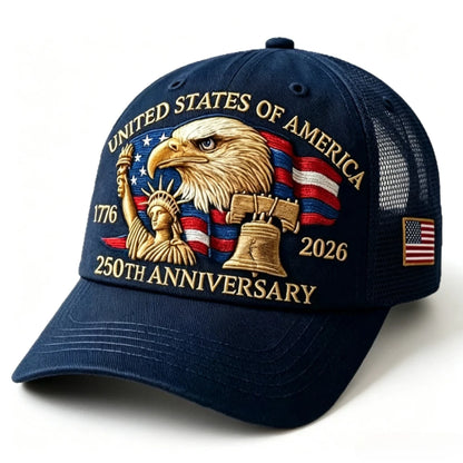Americas  250th Anniversary Eagle Print Baseball Cap,  Unisex and  Adjustable Mesh Cap.  Summer Outdoor Sun Shade Breathable Baseball Caps