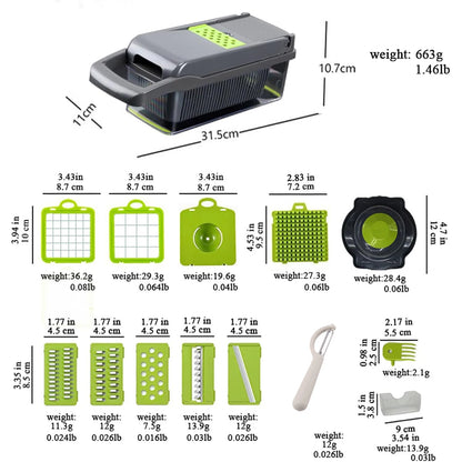 16 x 1 Kitchen professional chopper slicer, multifunctional food chopper, blade  for vegetables.
