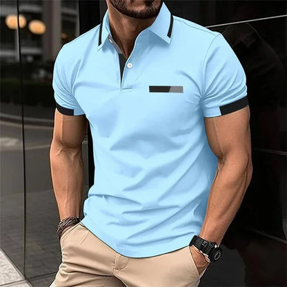 Men's Fitness, Casual Sports T-shirt for Gym,  Running,  Sports. Elastic,  Short-sleeved Polo Shirt, collar, Men's Slim Fit T-shirt
