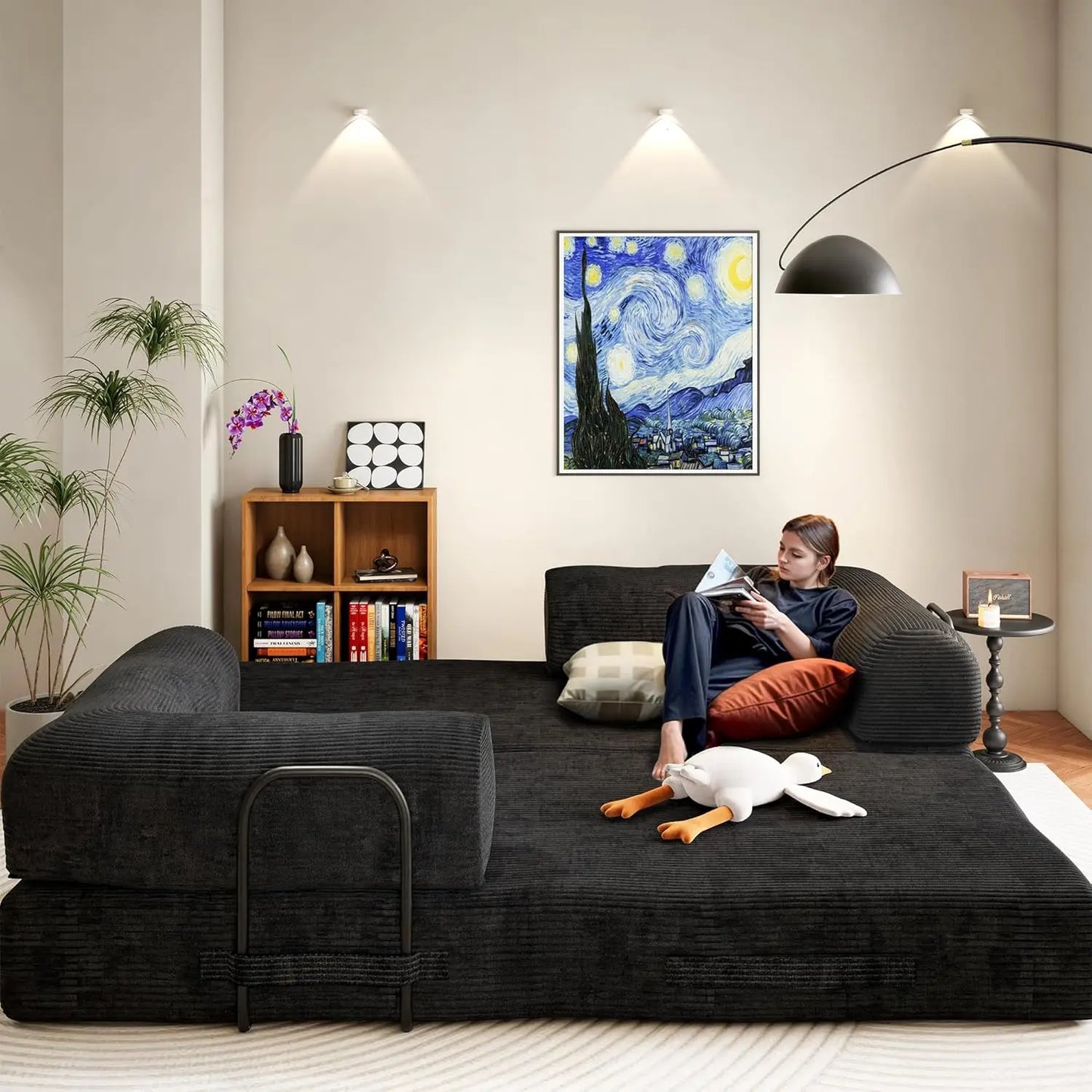 79" Convertible Sofa Bed, Boneless Corduroy Sleeper,  Foldable Modular Couch, Memory Foam Compressed Sofa in A Box, Customized