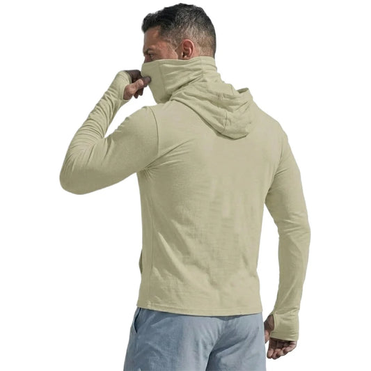 UPF50+ Performance T-Shit, t Mans Long Sleeve Summer Hoodie,  Casual, Sun Running , Quick Dry,  Sunscreen Fishing Ice Silk Pullover Shirt