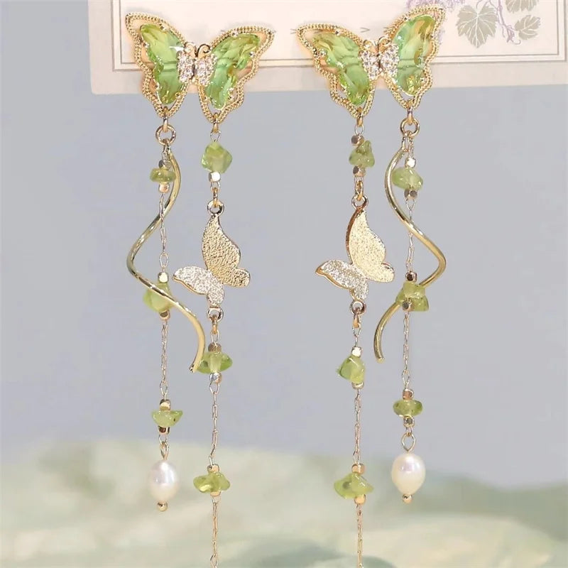 Elegant Red Zircon Butterfly Drop Earrings for Women  0n MOTHERS DAY.  Sweet Butterfly and Bow Earrings.Fashion Accessories