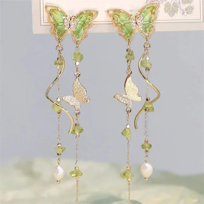 Elegant Red Zircon Butterfly Drop Earrings for Women  0n MOTHERS DAY.  Sweet Butterfly and Bow Earrings.Fashion Accessories