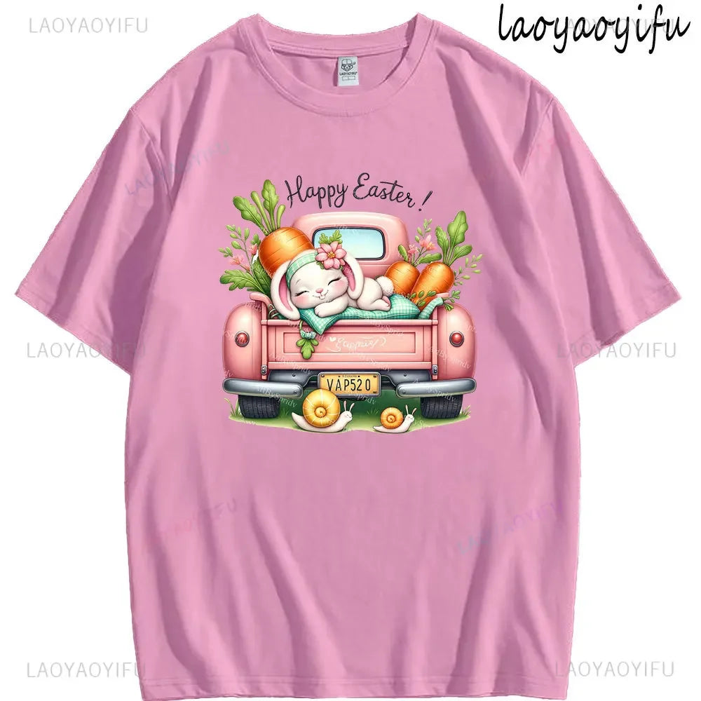 Bunny with Sunglass Unisex Retro Aesthetic T-shirt Funny. Happy Easter Bunny,  Cotton Tshirt, Ears  and Cute Rabbit