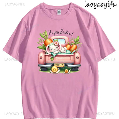 Bunny with Sunglass Unisex Retro Aesthetic T-shirt Funny. Happy Easter Bunny,  Cotton Tshirt, Ears  and Cute Rabbit