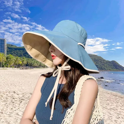 1pc Polka Dot Ribbonbucket Hat for Women, Large Wide Brim Summer Sun Hat,  Breathable Sunscreen Visor Cap for Beach, Sun,  Travel