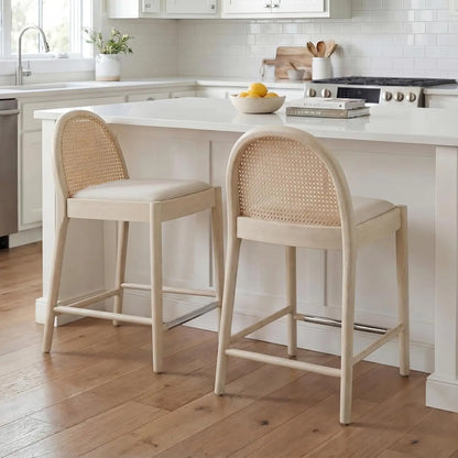 Modern Linen Counter Stools,  Set of 4, 26 Inch Seat Height,  Counter Height Barstools Upholstered.   Bar Stools with Oval, Customized