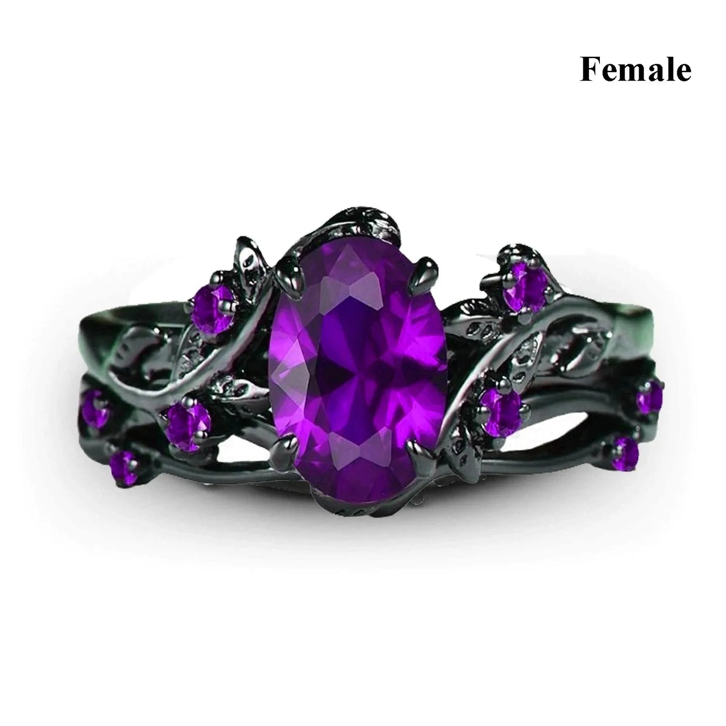 Charming Couple Rings.  Romantic Womens Purple Rhinestones CZ Rings Set.  Trendy Mens Stainless Steel Celtic Dragon Rings  for Weddings, Engagements and Occasions