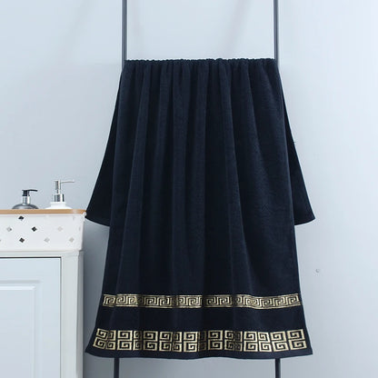 2pcs Black Bath Towels for Adults 100% Cotton Solid Terry Beach Towel Absorbent Yoga Shower Towels Bathroom Christmas Gift