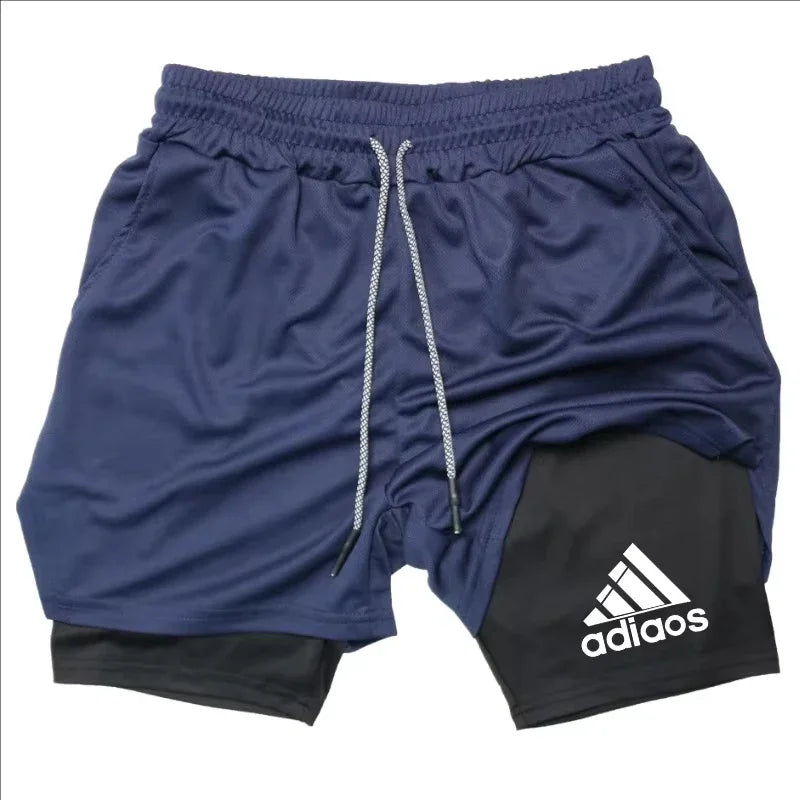 Men's Compression Shorts,  Summer Gym Fitness, Running,  Training Sports Shorts,  Two-In-One Mesh, Breathable and, Quick-Drying Shorts