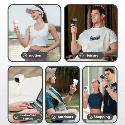 Handheld Fan, Portable Turbo Fan,  Air Cooler 100-Speed Adjustment , High-Speed Fan,  Mini Handheld fan for Home, Travel,  Outdoor,  Camping.  PINK Color is Unavailable.  BLACK and BLUE are Good to go.