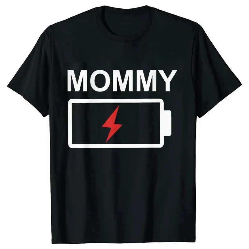 Battery Print T-Shirt Daddy,  Mommy,  Daughter,  Son,  Baby, Matching Family Clothes, Dad Mom and Me,  Kids , Baby Classic Tees